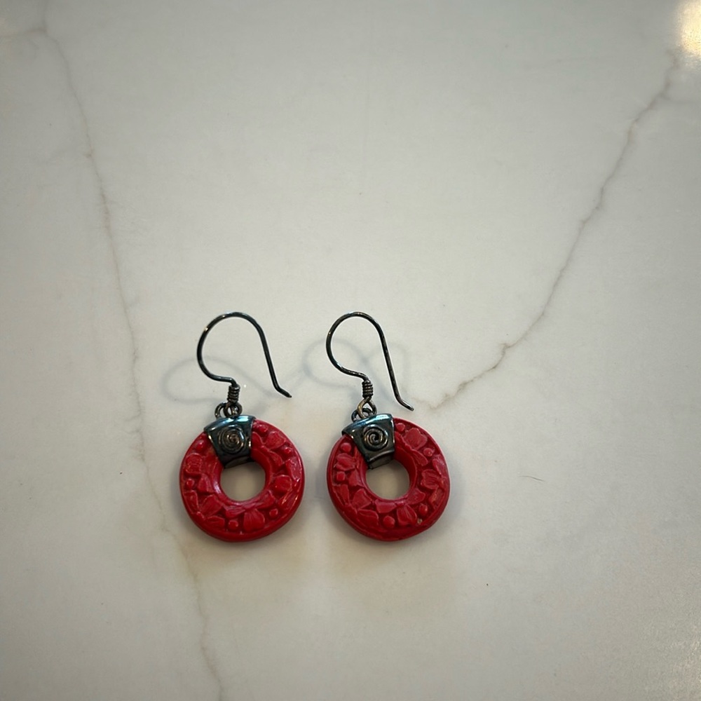 Offerings Jewelry Sajen Cinnabar and sterling Silver earrings